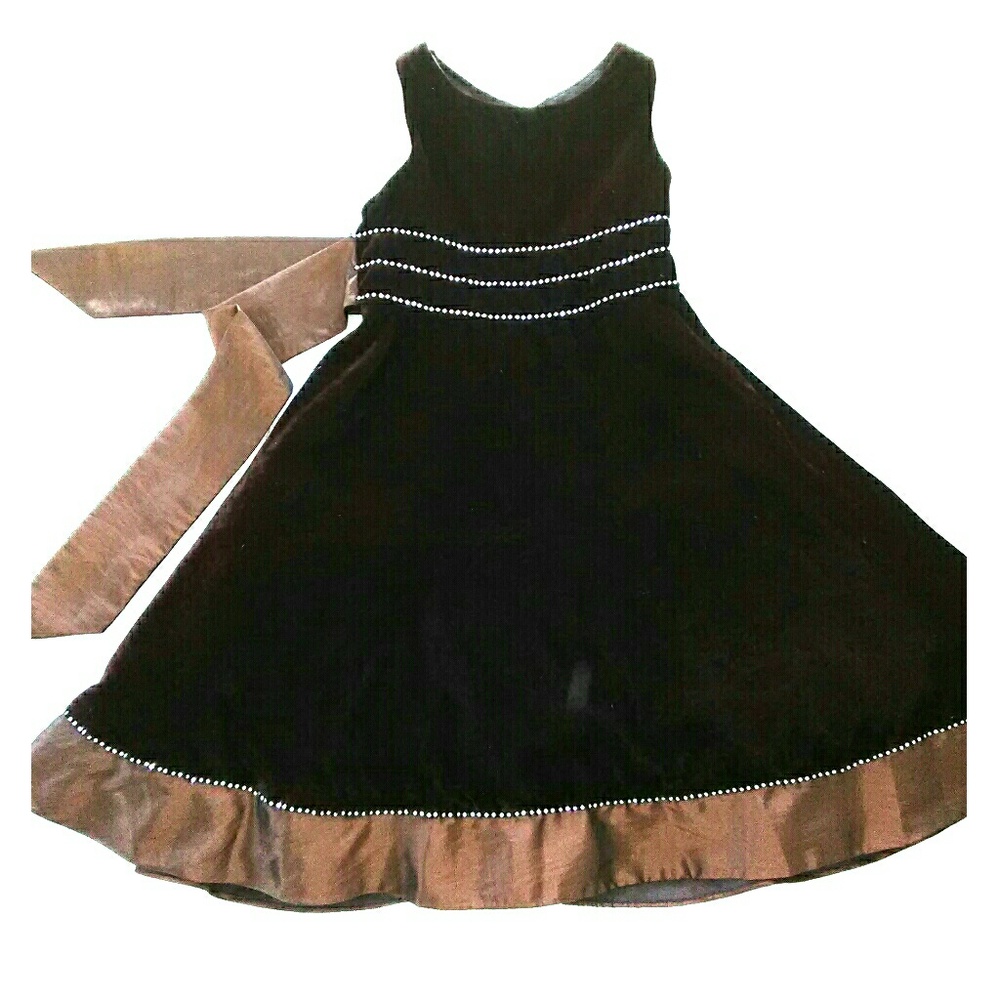 Deep Brown Velvet Dress, Girls Size 5